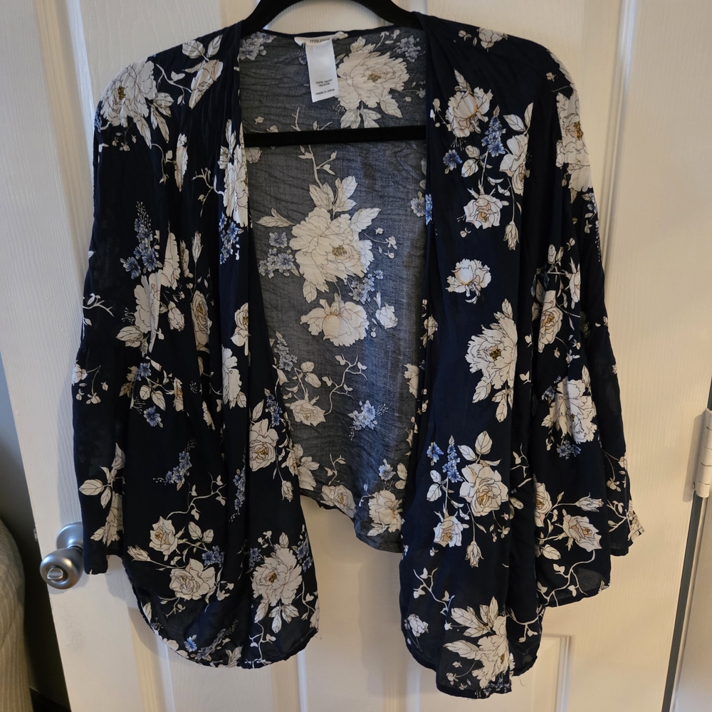 Floral Black and Cream Women's Sweater